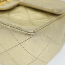 CHANEL Matelasse Chain Shoulder Bag Lamb Skin Gold CC Auth 58346SAV-14