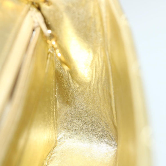 CHANEL Matelasse Chain Shoulder Bag Lamb Skin Gold CC Auth 58346SAV