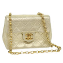 CHANEL Matelasse Chain Shoulder Bag Lamb Skin Gold CC Auth 58346SAV-1