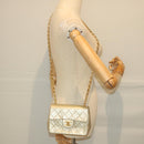 CHANEL Matelasse Chain Shoulder Bag Lamb Skin Gold CC Auth 58346SAV-22