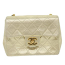 CHANEL Matelasse Chain Shoulder Bag Lamb Skin Gold CC Auth 58346SAV-13