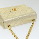 CHANEL Matelasse Chain Shoulder Bag Lamb Skin Gold CC Auth 58346SAV-6