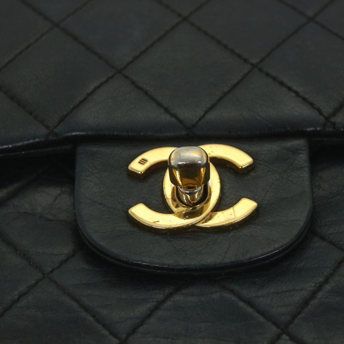 CHANEL Matelasse Chain Shoulder Bag Lamb Skin Black CC Auth 58348A