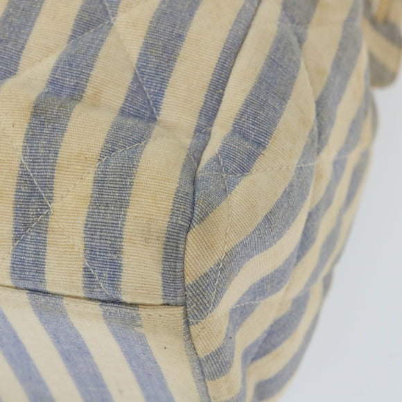 CHANEL Quilted Chain Big Matelasse Shoulder Bag Canvas Light Blue CC Auth 58349A