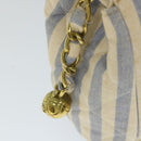 CHANEL Quilted Chain Big Matelasse Shoulder Bag Canvas Light Blue CC Auth 58349A-10