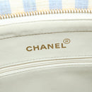 CHANEL Quilted Chain Big Matelasse Shoulder Bag Canvas Light Blue CC Auth 58349A-16