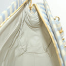 CHANEL Quilted Chain Big Matelasse Shoulder Bag Canvas Light Blue CC Auth 58349A-17