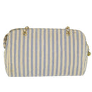 CHANEL Quilted Chain Big Matelasse Shoulder Bag Canvas Light Blue CC Auth 58349A-2