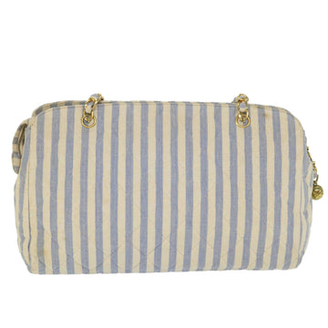 CHANEL Quilted Chain Big Matelasse Shoulder Bag Canvas Light Blue CC Auth 58349A - 0