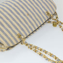 CHANEL Quilted Chain Big Matelasse Shoulder Bag Canvas Light Blue CC Auth 58349A-6