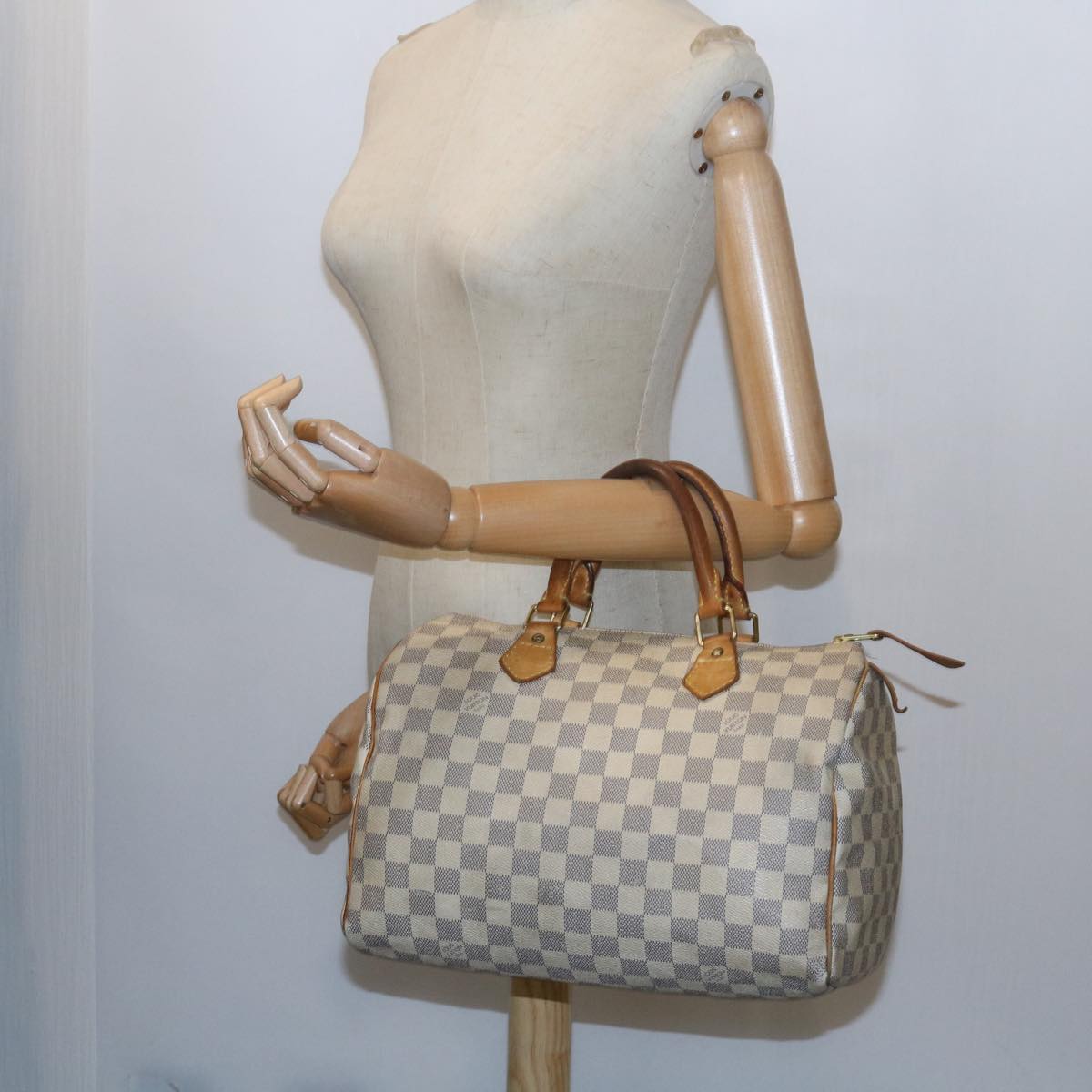 LOUIS VUITTON Damier Azur Speedy 30 Hand Bag N41533 LV Auth 58396