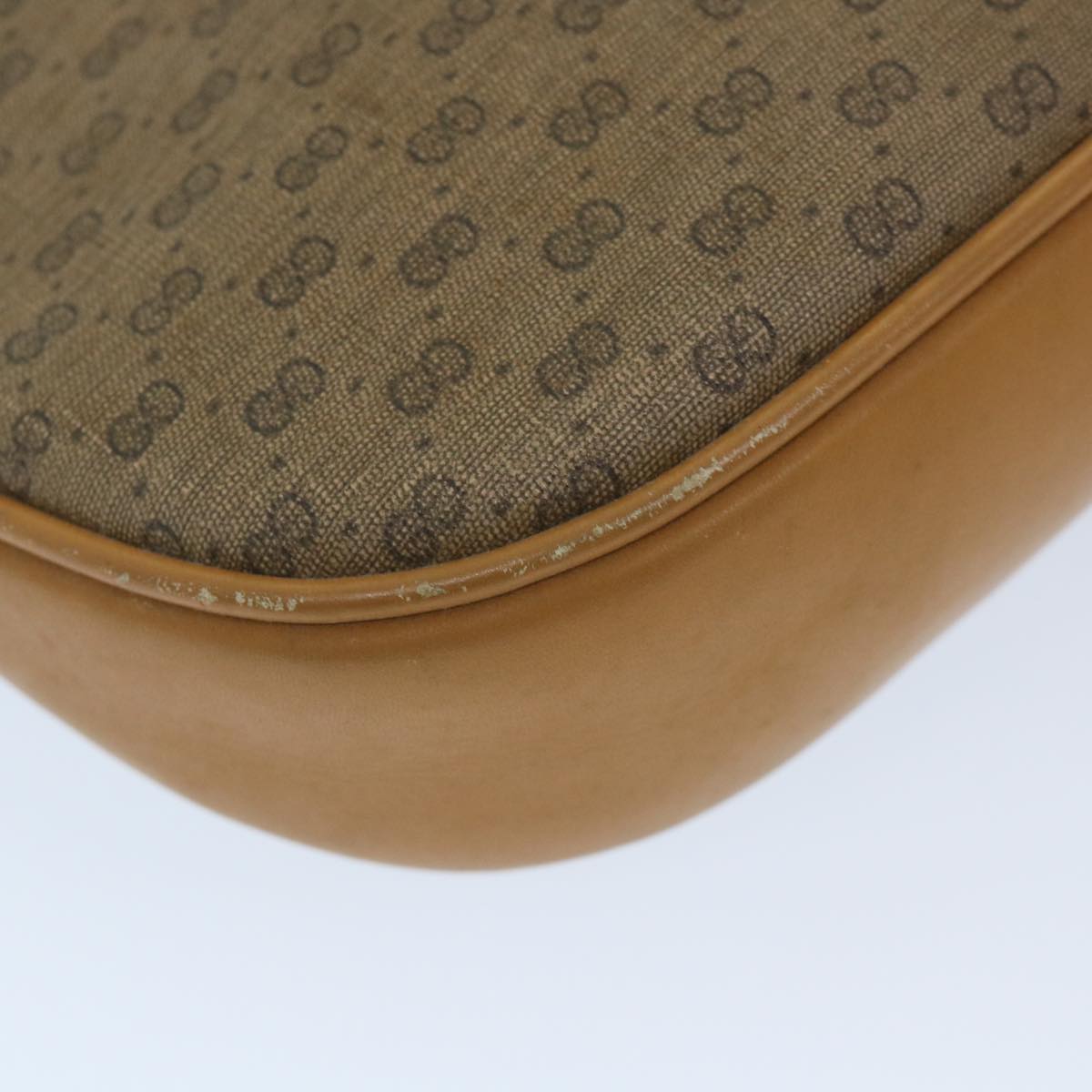 GUCCI Micro GG Canvas Shoulder Bag PVC Leather Beige Auth 58442