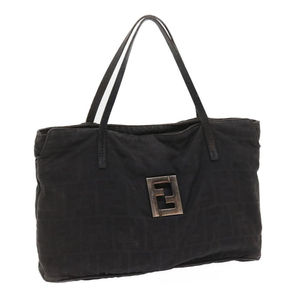 FENDI Zucca Canvas Hand Bag Black Auth 58526
