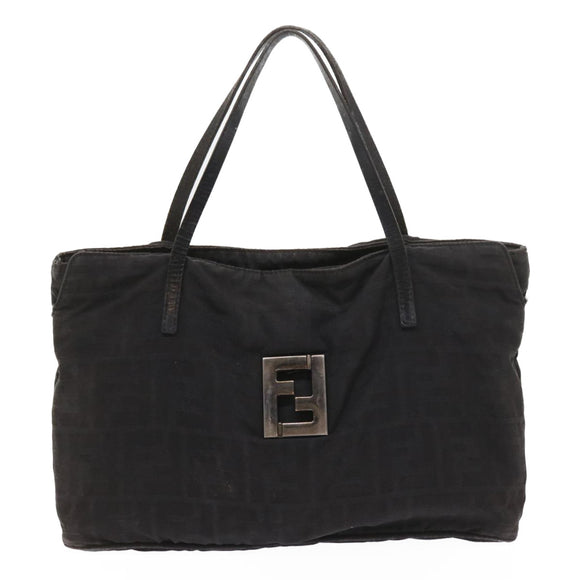 FENDI Zucca Canvas Hand Bag Black Auth 58526