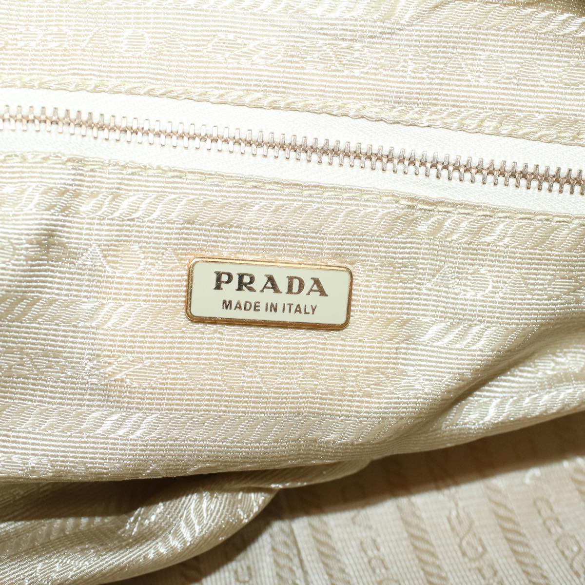 PRADA Hand Bag Nylon Beige Auth 58528