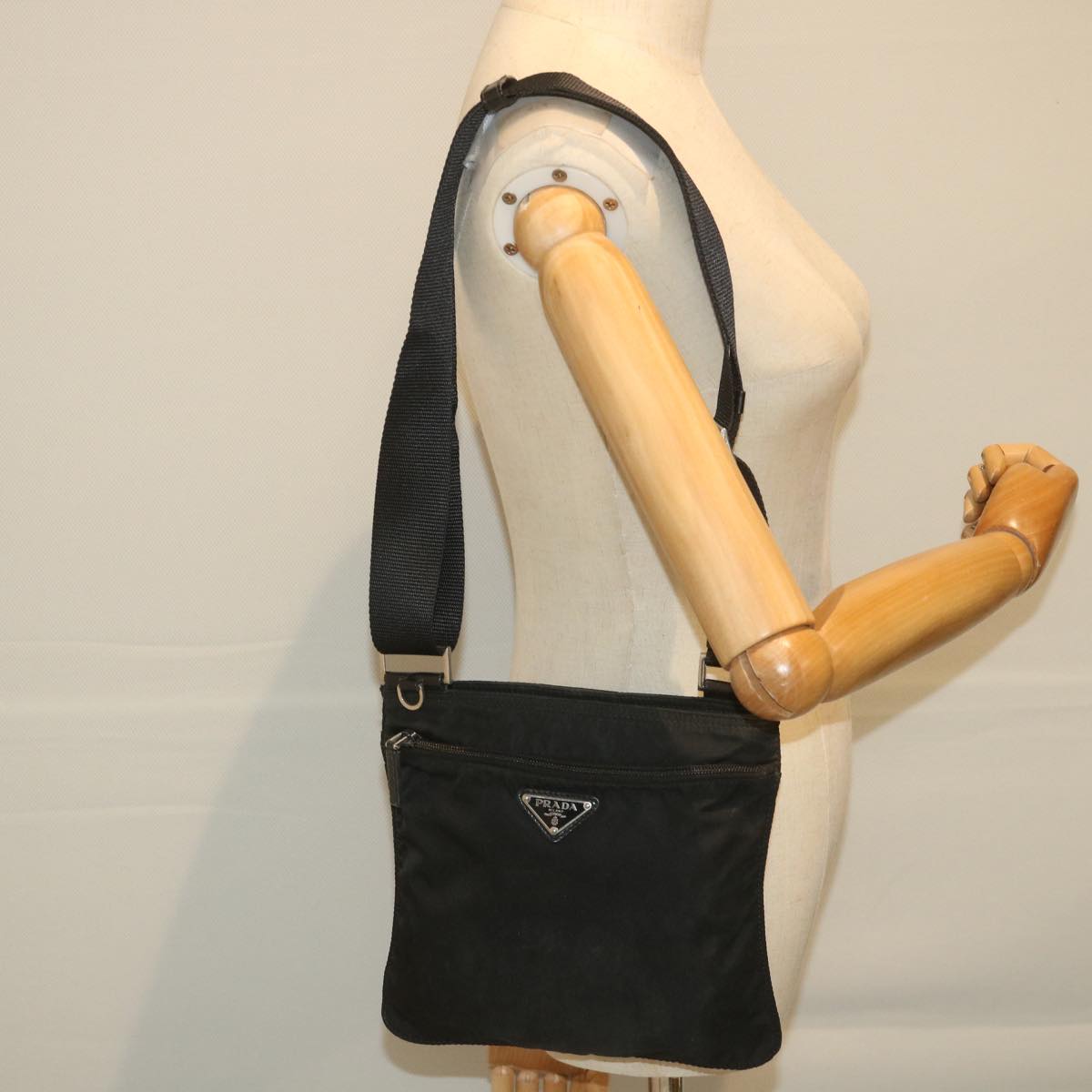 PRADA Shoulder Bag Nylon Black Auth 58569