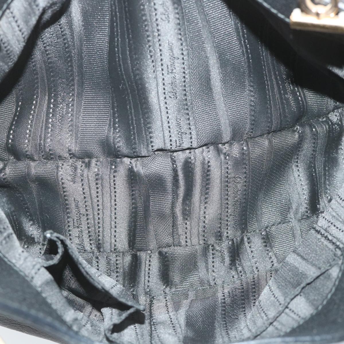 Salvatore Ferragamo Gancini Chain Tote Bag Leather Black Auth 58636