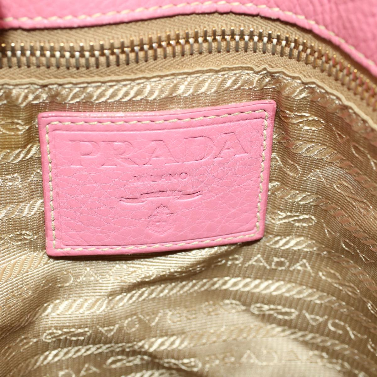 PRADA Shoulder Bag Canvas 2way Beige Pink Auth 58771