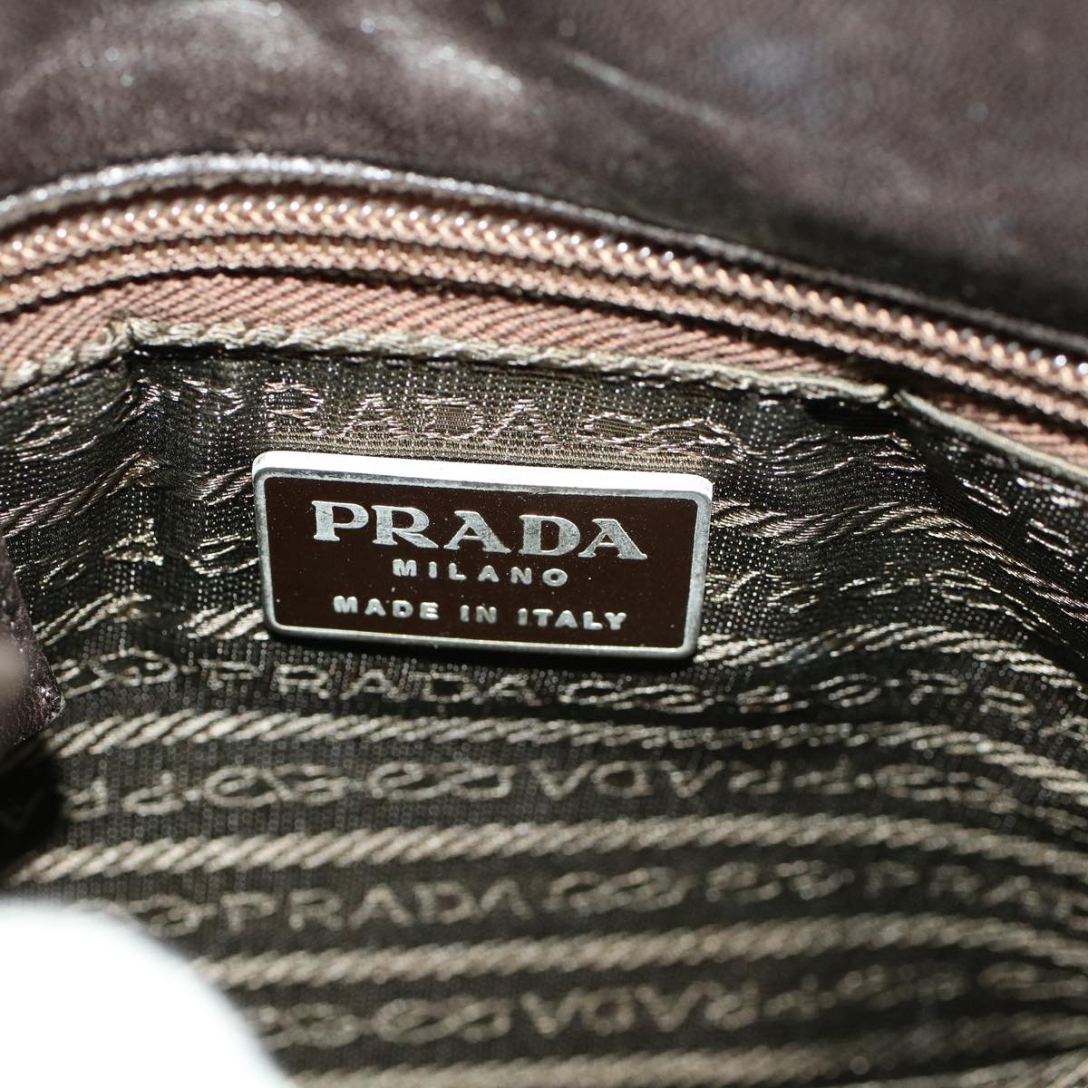 PRADA Shoulder Bag Nylon Leather Khaki Brown Auth 58783