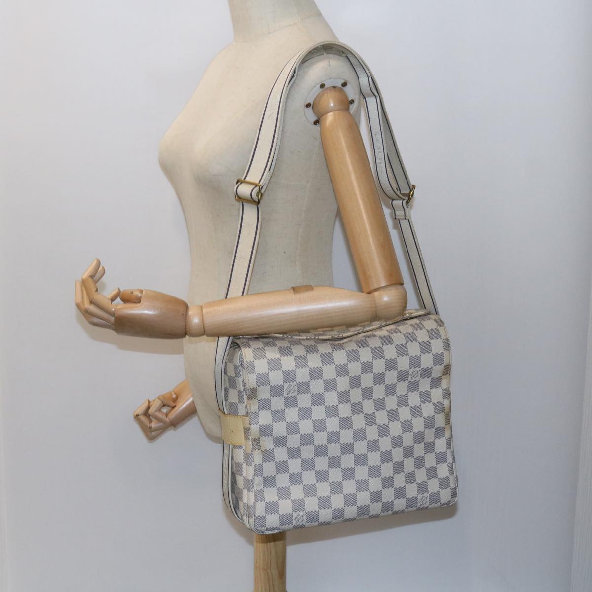 LOUIS VUITTON Damier Azur Naviglio Shoulder Bag N51189 LV Auth 58959