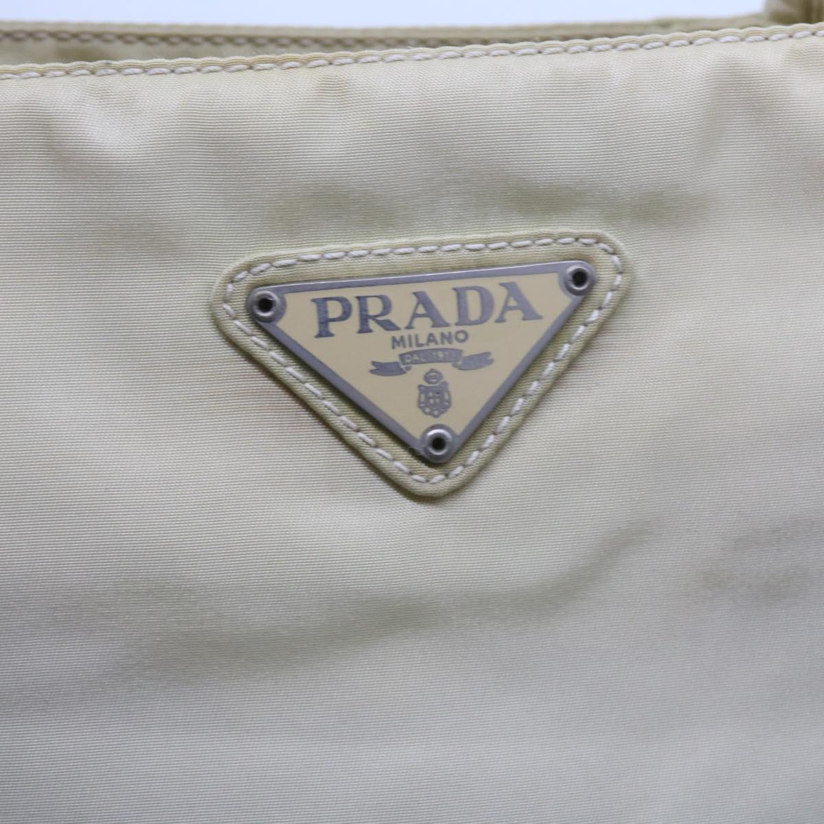 PRADA Hand Bag Nylon Cream Auth 59057