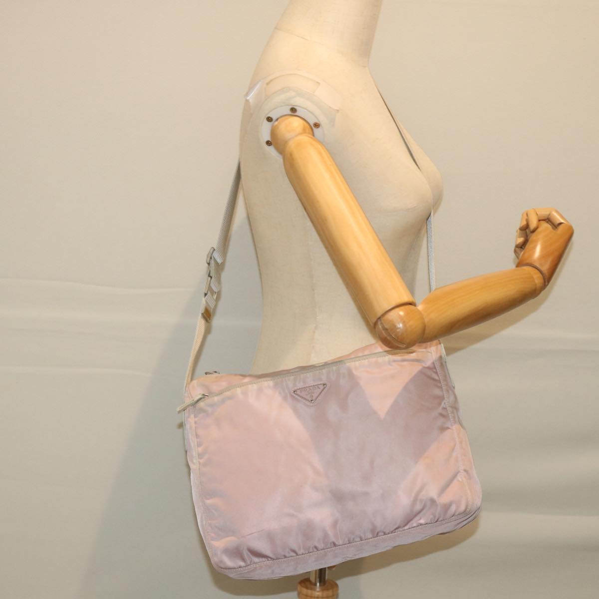 PRADA Shoulder Bag Nylon Pink Auth 59058