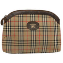 Burberrys Nova Check Clutch Bag Nylon Canvas Beige Auth 59086-1