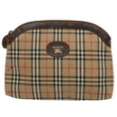 Burberrys Nova Check Clutch Bag Nylon Canvas Beige Auth 59086-13