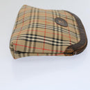 Burberrys Nova Check Clutch Bag Nylon Canvas Beige Auth 59086-4
