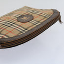 Burberrys Nova Check Clutch Bag Nylon Canvas Beige Auth 59086-5