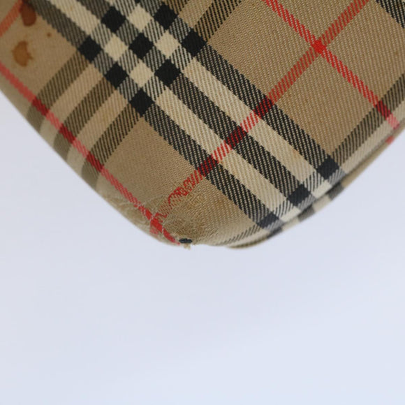 Burberrys Nova Check Clutch Bag Nylon Canvas Beige Auth 59086