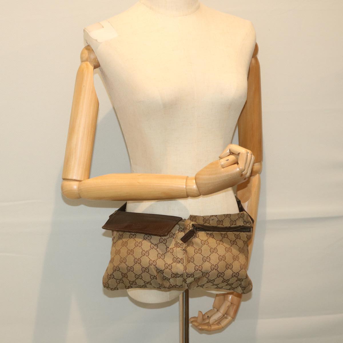 GUCCI GG Canvas Shoulder Bag Beige 28566 Auth 59156