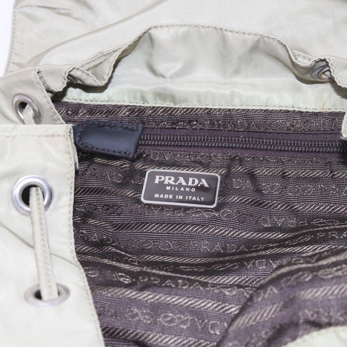 PRADA Backpack Nylon Beige Auth 59224