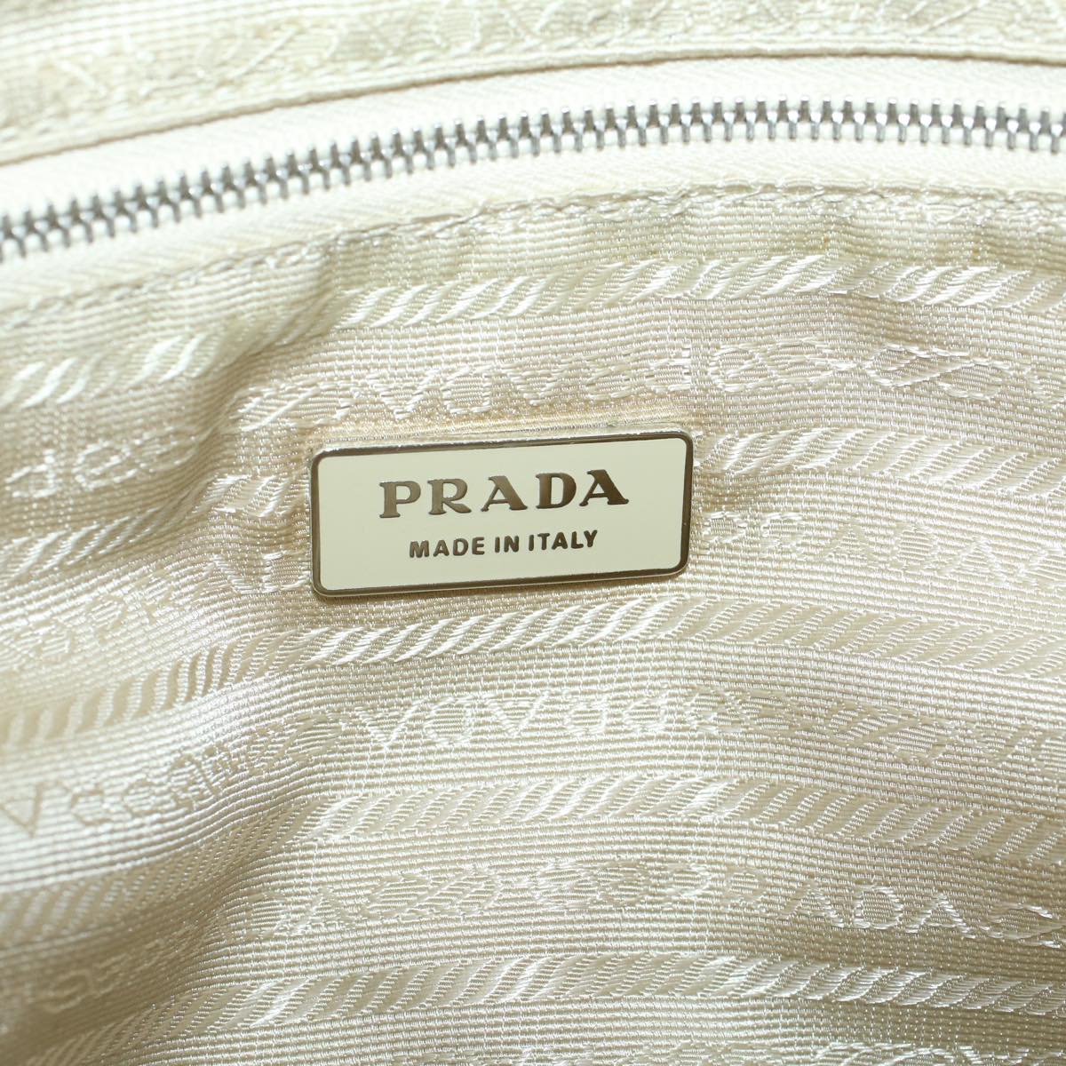 PRADA Hand Bag Nylon Cream Auth 59235