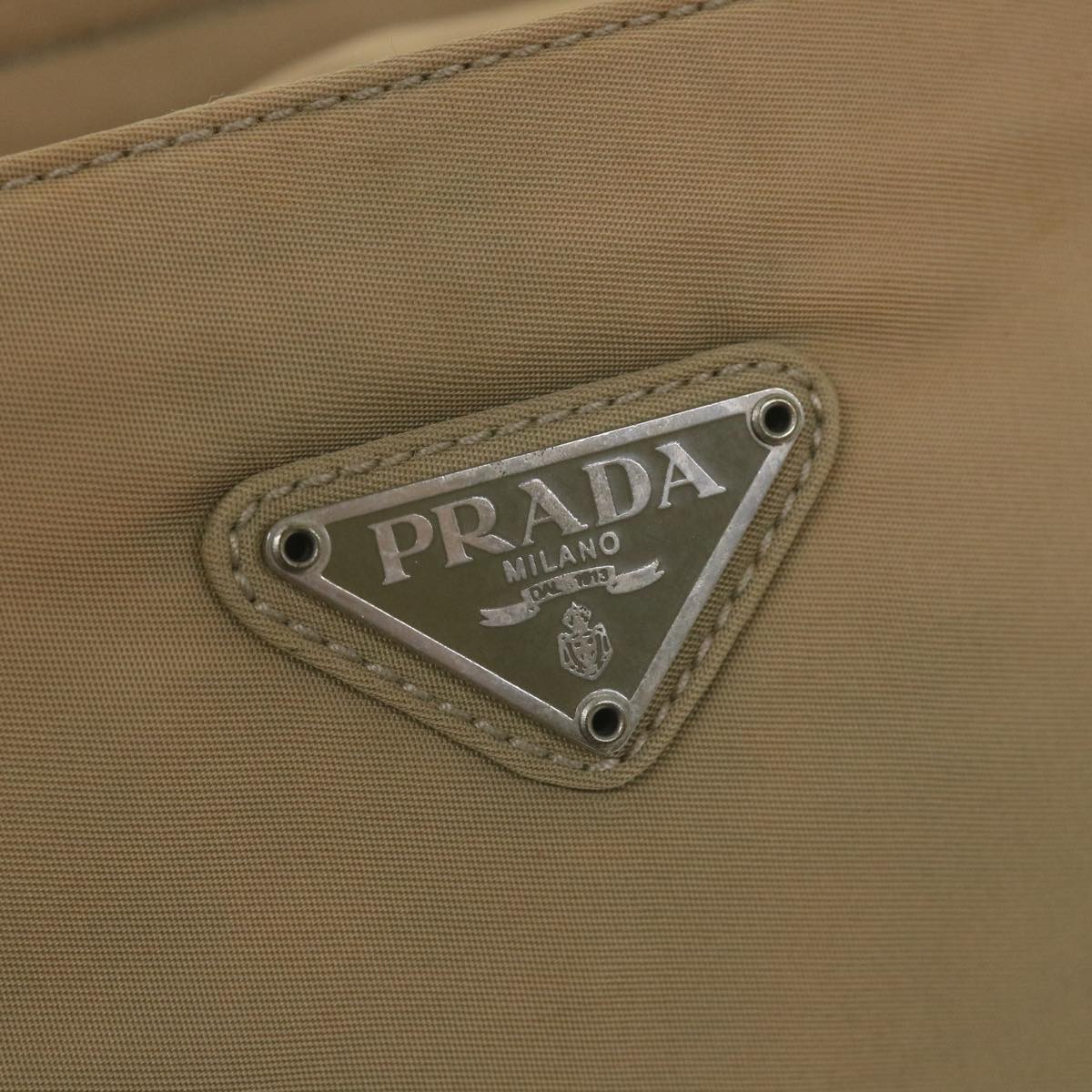 PRADA Hand Bag Nylon Beige Auth 59455