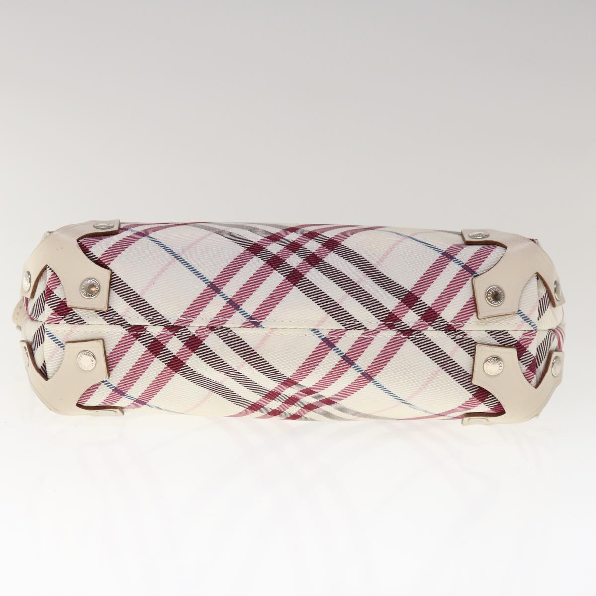 BURBERRY Nova Check Blue Label Shoulder Bag Nylon White Red Auth 59498