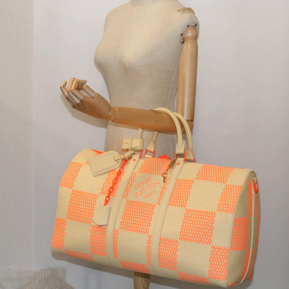 LOUIS VUITTON Damier Giant Keepall Bandouliere 50 Bag Beige M57419 Auth 59673S