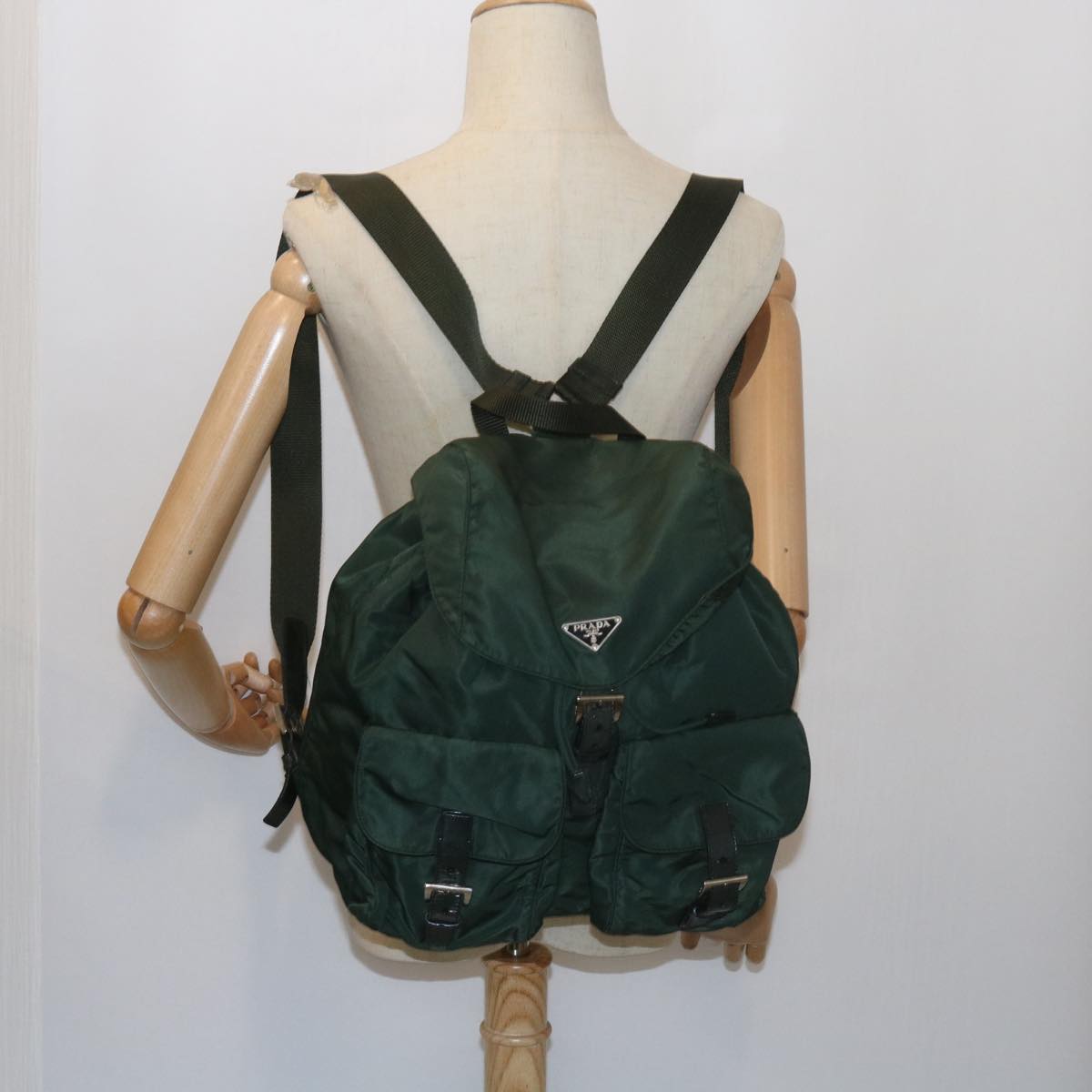 PRADA Backpack Nylon Green Auth 59702