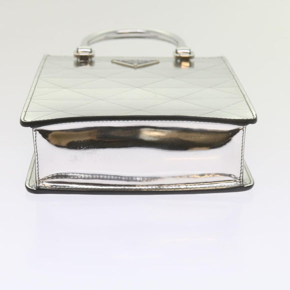 PRADA Hand Bag Metallic leather Silver Auth 59813SV