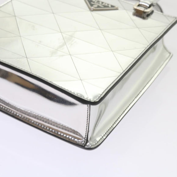 PRADA Hand Bag Metallic leather Silver Auth 59813SV