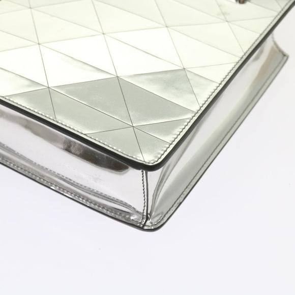 PRADA Hand Bag Metallic leather Silver Auth 59813SV