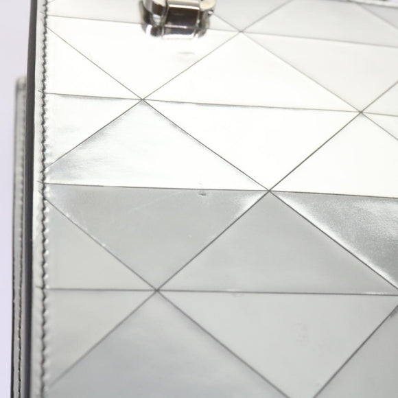 PRADA Hand Bag Metallic leather Silver Auth 59813SV