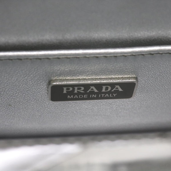 PRADA Hand Bag Metallic leather Silver Auth 59813SV