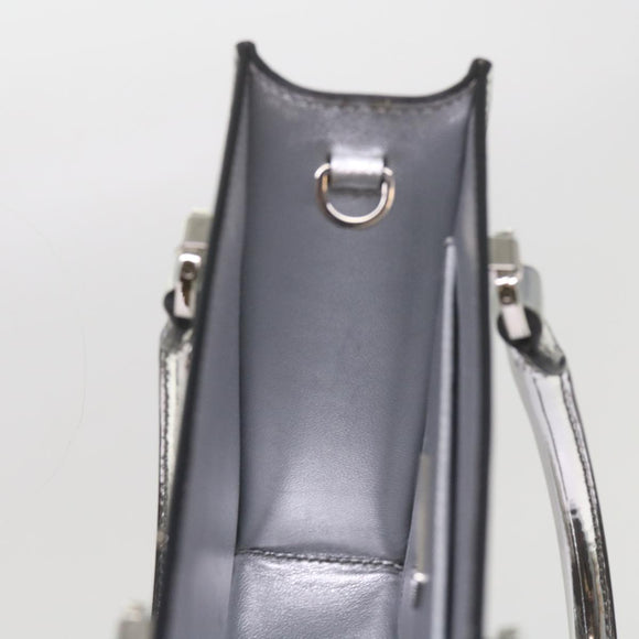 PRADA Hand Bag Metallic leather Silver Auth 59813SV
