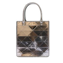 PRADA Hand Bag Metallic leather Silver Auth 59813SV-13