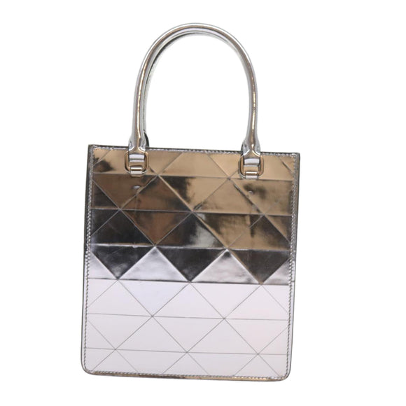 PRADA Hand Bag Metallic leather Silver Auth 59813SV