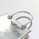 PRADA Hand Bag Metallic leather Silver Auth 59813SV-15