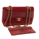 CHANEL Matelasse Chain Shoulder Bag Canvas Red CC Auth 59869A-1