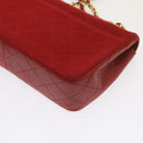 CHANEL Matelasse Chain Shoulder Bag Canvas Red CC Auth 59869A-18
