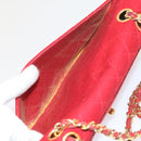 CHANEL Matelasse Chain Shoulder Bag Canvas Red CC Auth 59869A-10